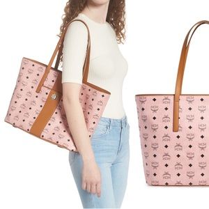 MCM medium soft pink shopper tote bag